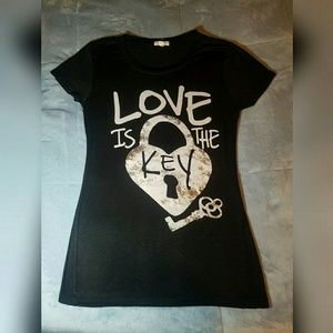 4/$20  Love is the key t shirt